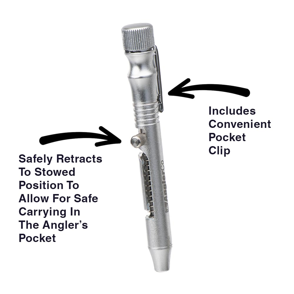 AnglerCo Retractable Fish Venting Tool with Pocket Clip for Deep Sea Fishing