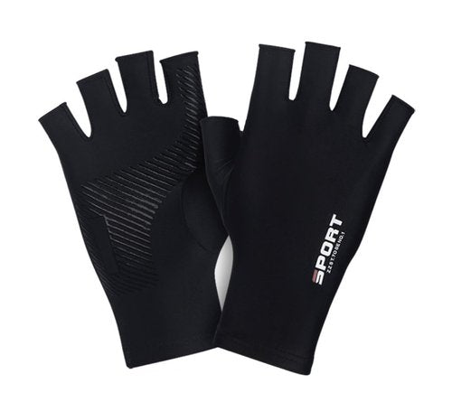 SUJAYU Fishing Gloves - Men & Women UV Protection Fingerless Gloves for Sailing, Kayaking, Paddling & Rowing - Black, Large