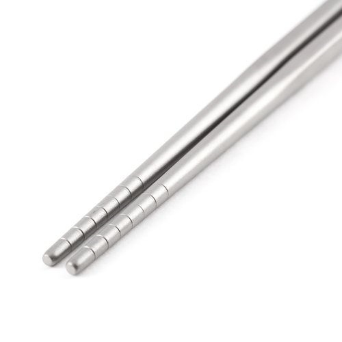 Core Element Titanium Chopsticks 9" Square Handle Grooved Rounded Tip Lightweight Eco-Friendly Durable Survival Utensil Tool Perfect for Camping, Home, Travel (Pack of 2 Pairs)