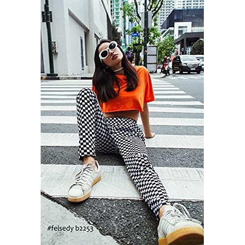 FEISEDY Sunglasses White Oval Clout Goggles for Women Men Retro Round Trendy Rimmed Clueless Costume Frame B2253