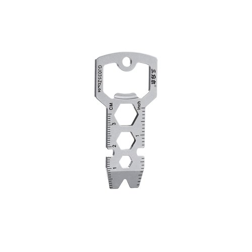 Sanrenmu EDC Pry Bar 6-in-1 Tool with Bottle Opener Inch/CM Ruler Wrench Multi Function Mini Compact Stainless Steel Keychain GJ035Z