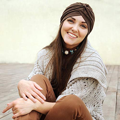 SATINIOR 16 Pieces Stretch Turbans Chemo Head Wraps Polyester Head Beanie Cover para Mujer Turbantes for Women