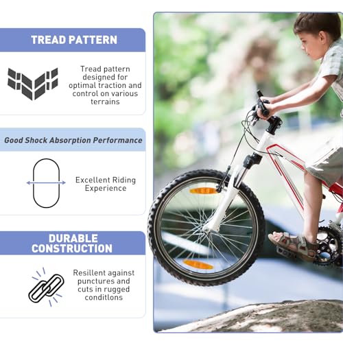 Kids 20 Inch Bike Tire 2 Pack - Black 20x2.125 Folding Replacement Tires