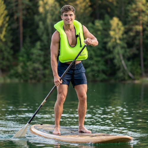 Blue Inflatable Snorkel Vest for Adults up to 220 lbs - Adjustable Buoyancy Life Jacket