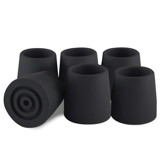 aiGear Anti Skid Rubber Tips Bore Diameter 1.1 inches (28 mm) 6 Pack for Tactical Walking Stick Bottom Non-Slip Black