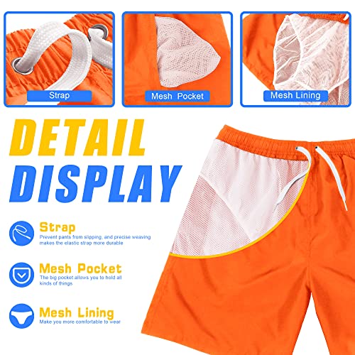 Men's 7-inch Quick Dry Swim Trunks Board Shorts - Medium Orange