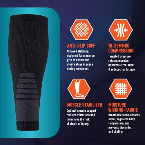 Calf Compression Sleeves for Men and Women - Footless Compression Socks Support for Varicose Vein, Nursing, Pregnancy, Running - PhysFlex Leg Sleeve Brace for Shin Splints, Pain Relief (Pink, Medium)