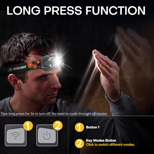 Rechargeable Headlamp Flashlight 2000 Lumen Super Bright Camping Head Light - Black 3 Pack