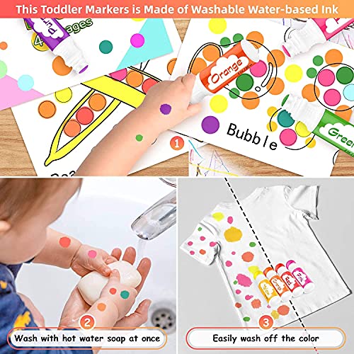 Toddler Dot Markers Set - Washable Bright Colors for Kids Art & Craft