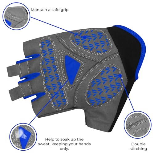 Unisex Gel Padded Cycling Gloves Blue X-Large - Breathable & Anti-Slip