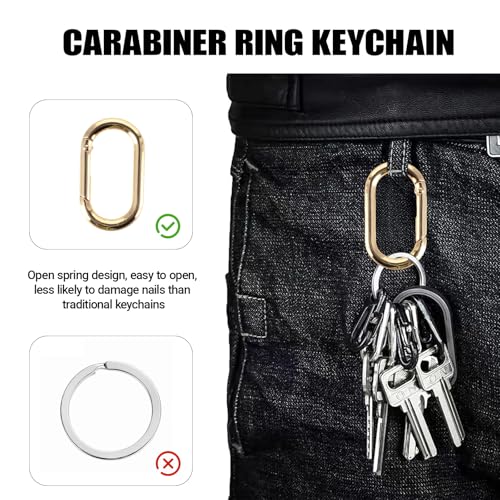8 Pcs Gold Keychain Clip Screw Carabiner O-Type Screw Lock Keychain, Brass Carabiner Unisex, Suitable for Car Keys, Handbags, Wallets (Gold)