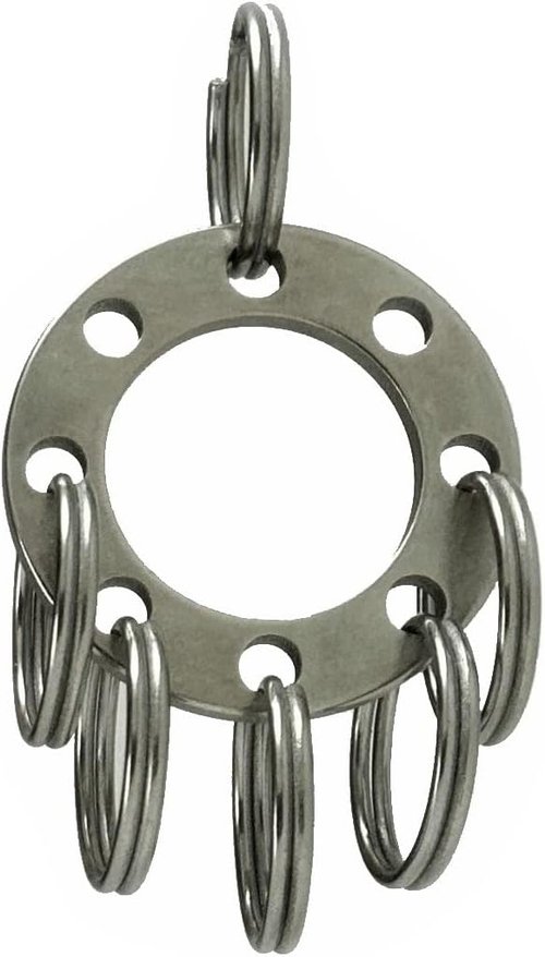 EDC Titanium Accessories UFO UNI-FLEX Organizer Keyring+6pcs 12mm Ti Micro Rings Ti Color