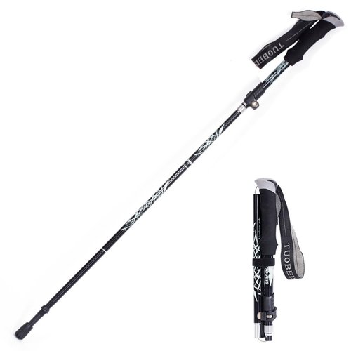 Collapsible Trekking Poles - Walking Poles - Lightweight Folding Hiking Poles for Women Men - Walking Sticks for Hiking Climbing Camping - Adjustable Hiking Sticks with Quick Lock System (Black)