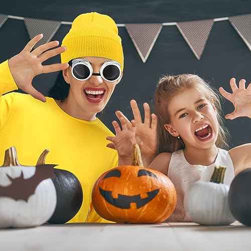 Ramede 3 Pcs Simple Halloween Costume Set Includes Yellow Long Sleeve T-Shirt Cuffed Beanies Hat and Steampunk Goggles