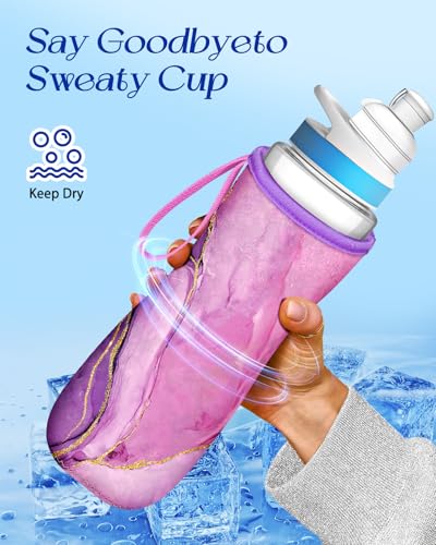Water Bottle Sleeve for Cirkul 22 oz - Blue Purple 2 Pack Bottle Cover with Handle