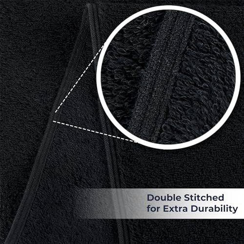 Black 12x40 Inch Gym Sweat Towel - High Absorbent Cotton Workout Towel