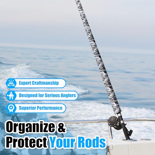 8 Pcs Camouflage Neoprene Fishing Rod Sleeves 68 Inch Rod Socks Waterproof