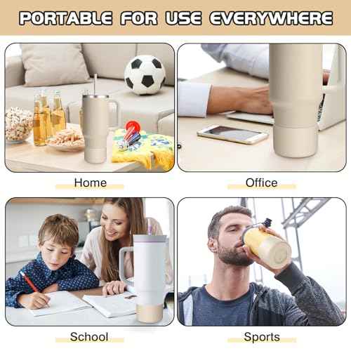 WUQID Silicone Boot Sleeve Compatible with Hydro Flask Travel Tumbler with Handle 32oz&40oz and 12-24oz Hydroflask Bottle & Stanley 20 30 40oz Tumbler, Fit 2.83-2.95in Bottom, Anti-Slip Bottle Cover