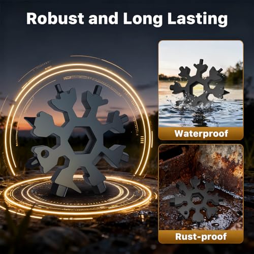 Stocking Stuffers for Men 2025 - Snowflake Multi Tool 2 Pack, Christmas Gifts for Him - Stainless Steel Multitool with Carabiner & Wrench,White Elephant Gifts for Coworkers, Adults (Silver+Black)