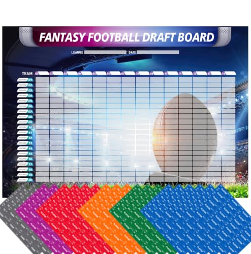 Blue Fantasy Football Draft Board Kit 2026 - XL 6x4 ft, 500+ Stickers, 14 Teams, 20 Rounds, Vinyl