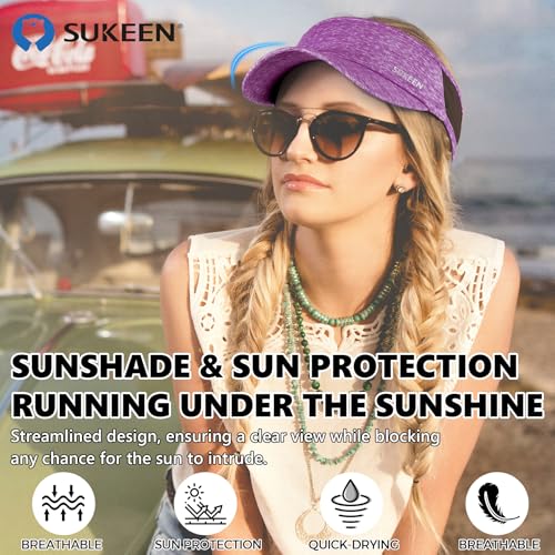 Lightweight Sports Sun Visor Hat for Running Golf & Daily Wear - Purple, One Size