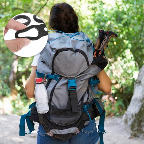 Bewudy 6 Pcs Black Water Bottle Clip, Silicone Water Bottle Carrier with 6 Pieces Keychain Clip Key Ring Clip, Water Bottle Holder Buckle for Outdoor Activities or Daily Use