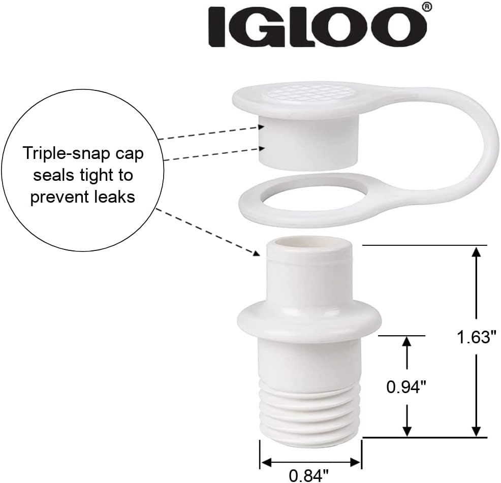Igloo Cooler Replacement Standard Triple Snap Drain Plug (2pk)