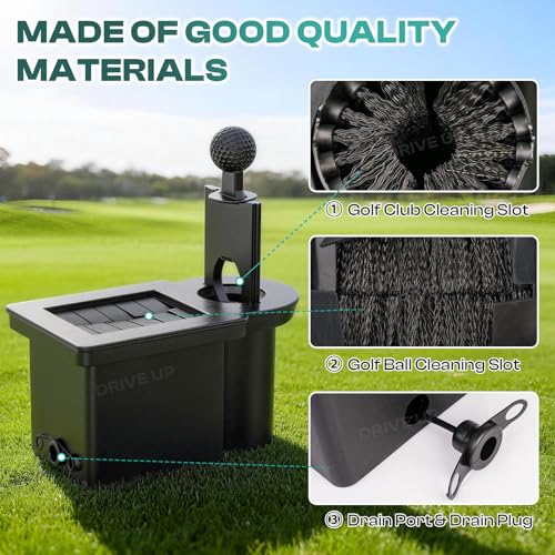 Drive-Up Golf Cart Ball Washer and Club Cleaner Kit - Driver Side 1 for EZGO RXV
