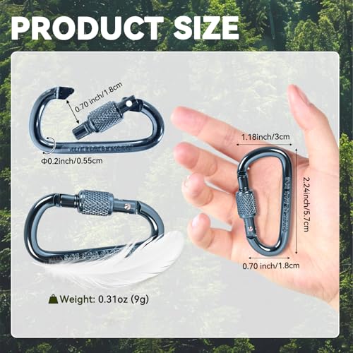 Carabiner Clip, Key Hooks for Keychain Aluminum D Ring Shape Carabiner, Key Chain Clip Hook, Keychain Clip, Multipurpose for Camping, Hiking, Backpacking or Other Outdoor Activities, 8PCS