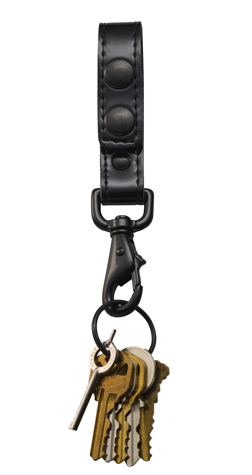 JAY-PEE Clorino Hi-Gloss Key Strap Belt Keeper for Duty Belt Key Ring Holder Double Snap Keychain Lanyard with Black Hardware