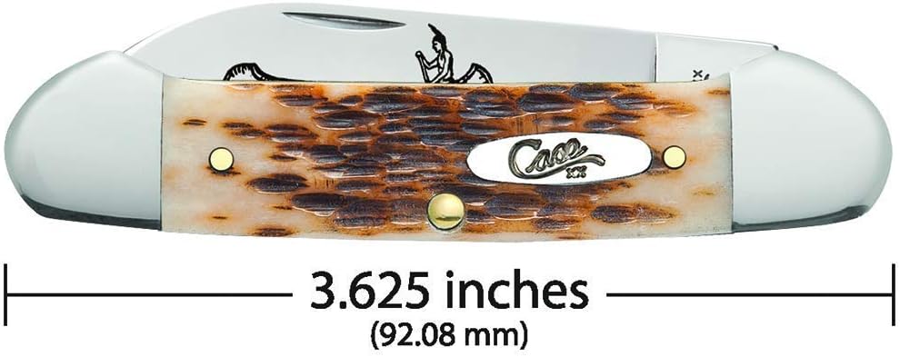 Case WR XX Pocket Knife Amber Jigged Bone Canoe Cv Item #263 - (62131 Cv) - Length Closed: 3 5/8 Inches