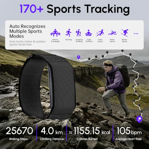 Domhong Black Screenless Fitness Smart Bracelet, 24/7 Sleep & Health Tracker