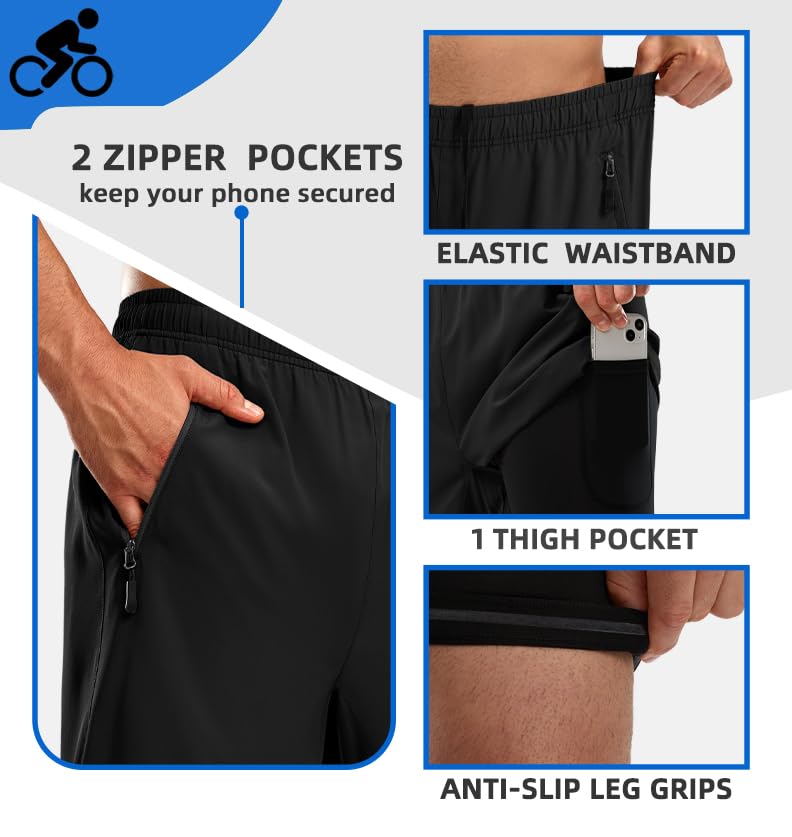 Men's Mountain Bike Shorts - 3D Padded Cycling Shorts Large Black