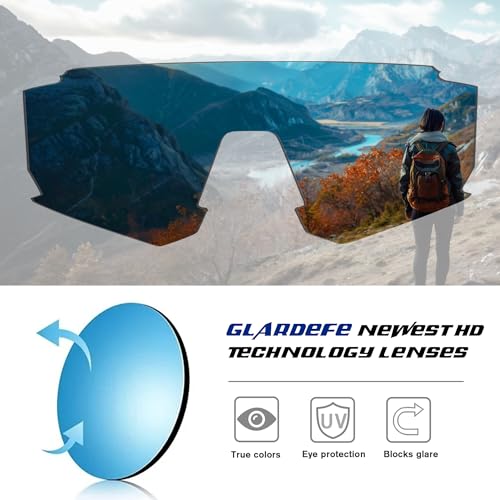 Sports Sunglasses for Men Women Running Cycling UV400 Mirror Lenses 75mm - Black/Blue