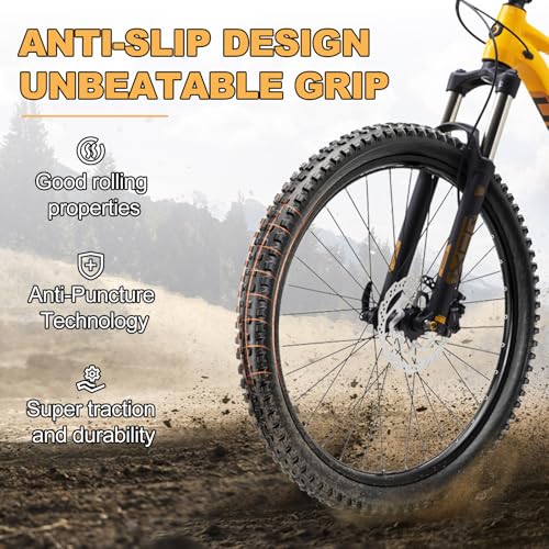 24x2.125 Inch Mountain Bike Tires Set - Folding Replacement with Inner Tubes & Levers