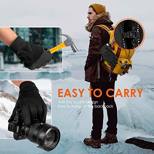 Winter Gloves Men Touchscreen Waterproof, Womens Gloves Windproof Thinsulate Lined, Gloves for Men Anti-slip Cycling