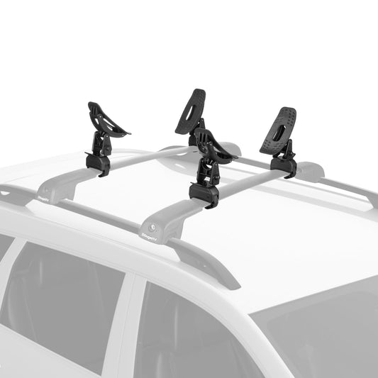 BougeRV Kayak Roof Rack Saddles, Crab Roof Mounting Kit Fits Most Car SUV Truck Cross Bars, Carrier Kayak Paddle Board Surfboard with Tie Down Straps Ratchet Strap,150LBS Load Capacity(2 Pairs)