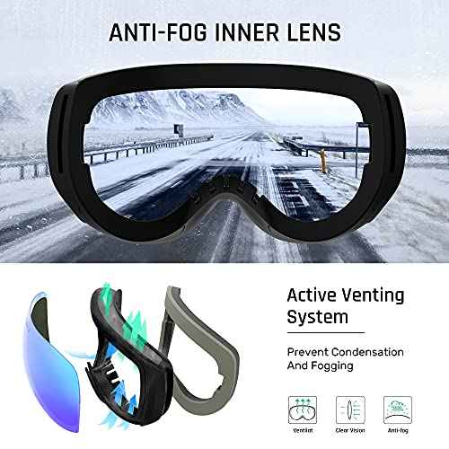 TOREGE Ski Goggles Anti Fog Dual-Layer UV Protection Snowboard Goggles OTG Snow Goggles for Men Women