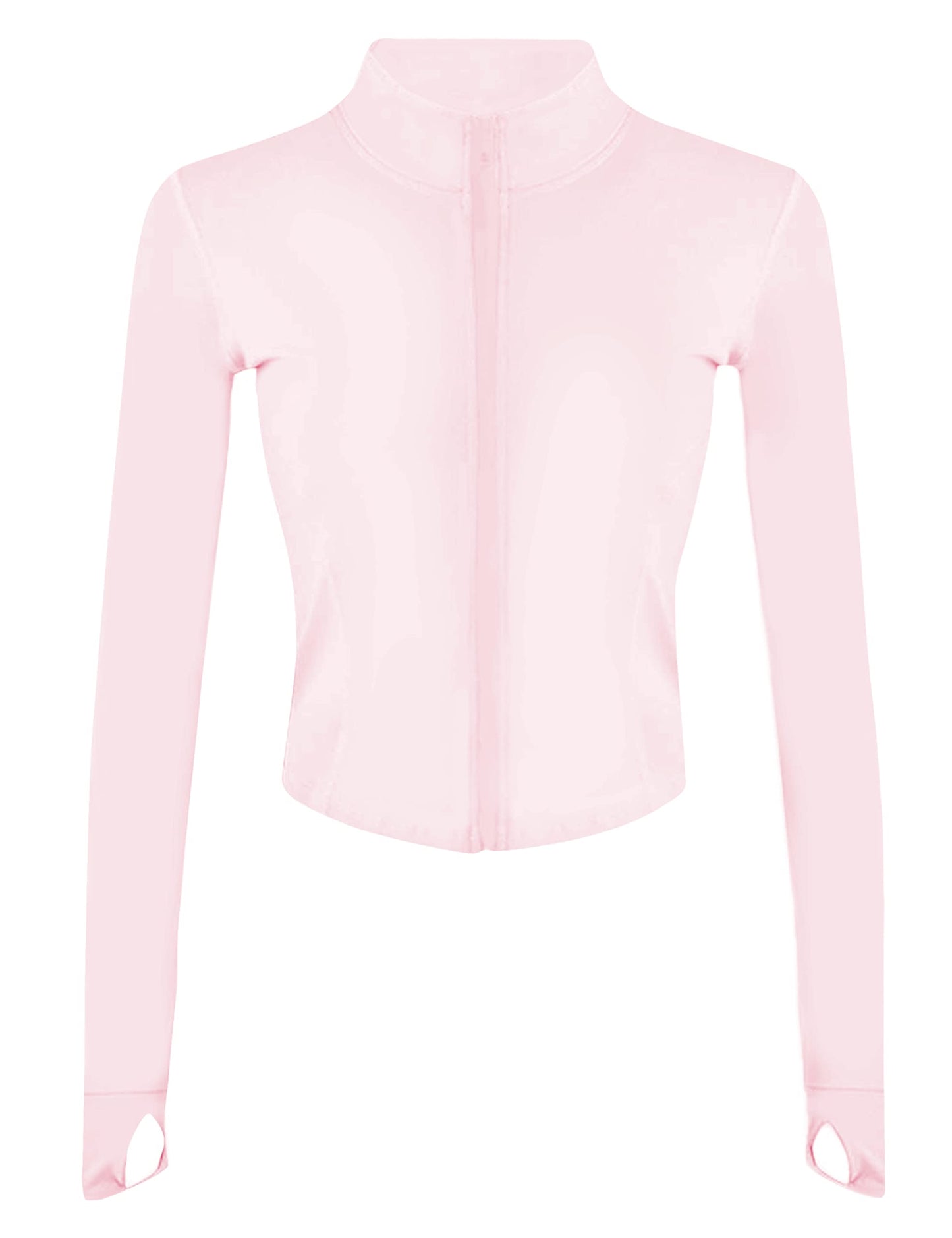 Lviefent Womens Lightweight Full Zip Running Track Jacket Workout Slim Fit Yoga Sportwear with Thumb Holes (Pink-S)