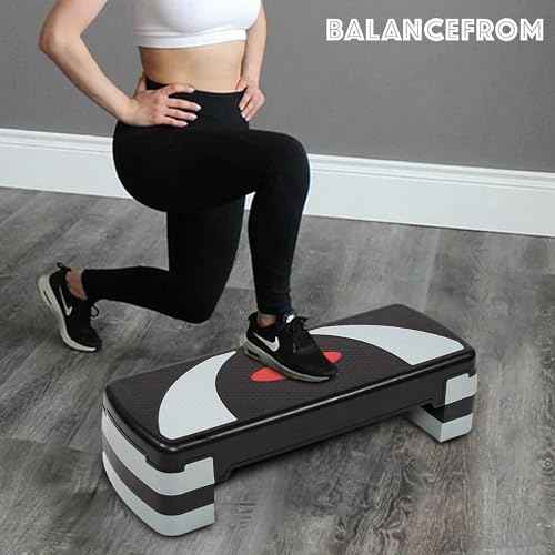 BalanceFrom Aerobic Step Platform Trainer with Adjustable 3-Level Risers, 400 Pound Weight Capacity ? Non-Slip Exercise Stepper for Cardio, Strength, and Fitness Workouts at Home or Gym