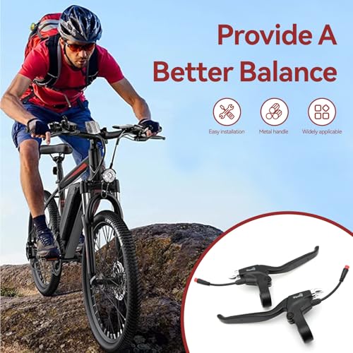 Waterproof 2 Wires Left & Right E-Bike Brake Lever, Electronic Brake Lever Handle Bar Grips E-Bike Replacement Parts for Electric Bicycle E-Bike Scooter