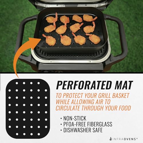 Reusable Grill Liner Accessories for Ninja Woodfire Crisper Basket - Non-Stick & Dishwasher Safe, Set of Reusable Mesh Mats & Bakeware