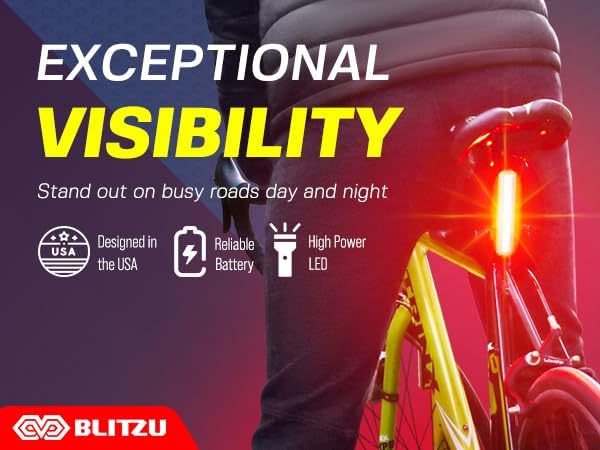 USB Rechargeable BLITZU Cyborg 168H Bike Headlight & 168T Tail Light Set - LED Bicycle Lights for Night Riding Safety