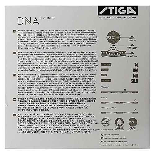STIGA DNA Platinum H Table Tennis Rubber | Hard Professional Table Tennis Sheet for Maximum Control & Powerful Spins - Full Stroke Control - Made in Germany