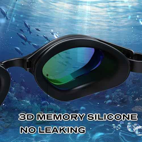 Swim Goggles, Polarized Swimming Goggles, Anti Fog No Leaking UV Protection Wide View Swim Glass for Women Men