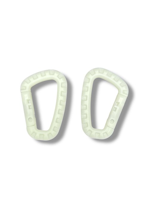 Plastic Carabiner D Ring Clip Keychain, ONE Shear® Ghost Glow in The Dark, Light-Weigh Tactical Clip for Outdoors, EDC, waterbottles, and More. 2Pack