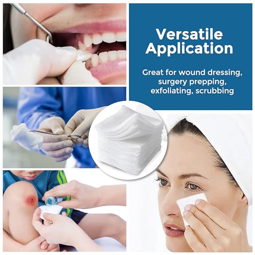 Gauze Pads 2"x2" Non-Woven 4-Ply (200 Count) All-Purpose Non-Sterile Dental Gauze Pads - Soft & Absorbent Gauze Sponges for First Aid Kit, Esthetic Wipes for Makeup-Removal, Skin Cleansing