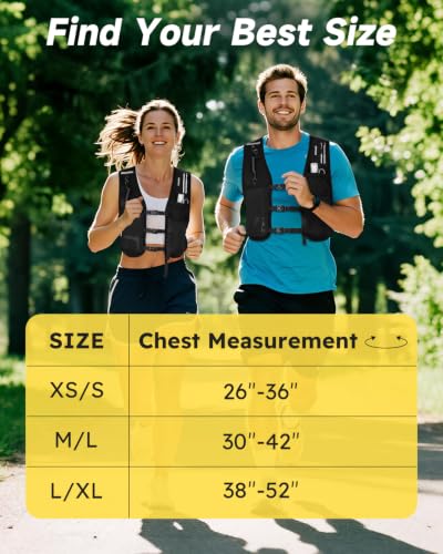 Running Vest for Women Men with 500ML Soft Flask & Phone Holder - Black, Large