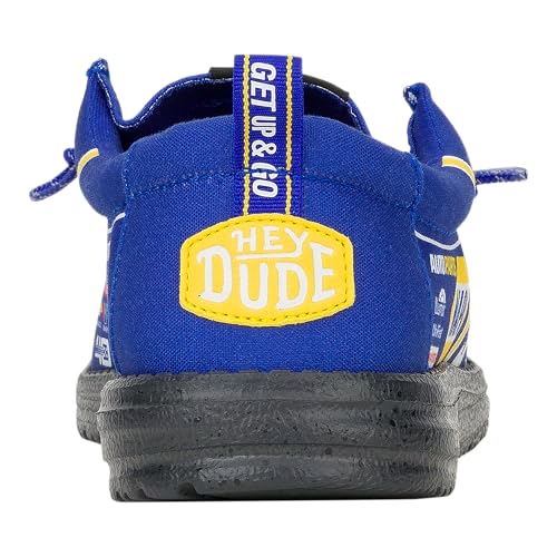 HEYDUDE Men's Wally NASCAR Slip-On Loafer - Blue Multi, Breathable Mesh Upper