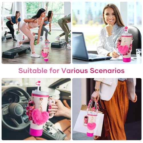 Stanley Cup AccessoriesI Bottle Handle Carrier Strap,Silicone Cup Boot, Lipstick Holder, Straw Topper & Spill Stopper Cute Decorative Charms, Accessories for Stanley Cup 40oz/30oz Decor